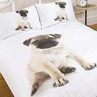 Dreamscene Luxuriously Soft Animal Pug Duvet Cover Bedding Set With Pillowcases Complete Bedding Set, Multi-Colour, Double