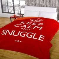 Dreamscene Keep Calm And Snuggle Mink Faux Fur Throw, Red, 200 x 240 Cm