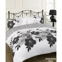 Dreamscene Pollyanna Floral Design Duvet Cover Bedding Set, Black, King