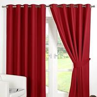 Dreamscene Luxury Ring Top Fully Lined Pair Thermal Blackout Eyelet Curtain, Red, 46 x 54-Inch