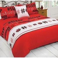 Dreamscene Soft Touch Hashtag Bed In A Bag Complete Set With Pillowcases Complete Bedding Set, Red/White, Single
