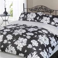 dreamscene peony duvet cover set black double