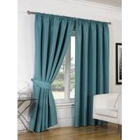 Dreamscene Luxury Ring Top Fully Lined Pair Thermal Blackout Eyelet Curtains with Tiebacks Teal, 46 x 54-Inch