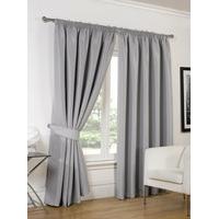 Dreamscene Luxury Ring Top Fully Lined Pair Thermal Blackout Eyelet Curtains with Tiebacks Silver, 66 x 72-Inch