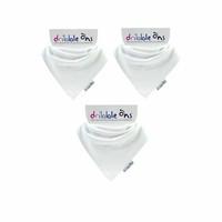 Dribble-Ons Bandana Bib - White - 3 PACK (Gift Wrap Available)