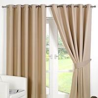 Dreamscene Luxury Ring Top Fully Lined Pair Thermal Blackout Eyelet Curtain, Beige, 66 x 90-Inch