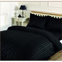 Dreamscene Beautiful Sateen Stripe Complete Bedding Set, White, Black, King, 4-Piece