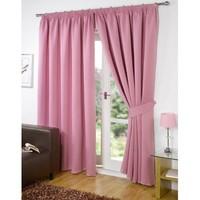 Dreamscene Luxury Fully Lined Pair Thermal Blackout Pencil Pleat Curtains with Tiebacks, , Pink 66X72