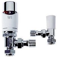 Drayton White Angled TRV4 & Lockshield Valve 15mm