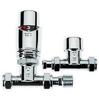 Drayton TRV4 Chrome Straight TRV & Lockshield Valve 15mm