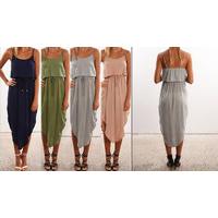 Drawstring Waist Midi Camisole Dress - 4 Colours