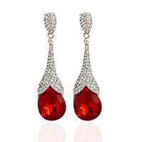 Drop Earrings Hoop Earrings Earrings Set Jewelry Women Wedding Party Casual Alloy Rhinestone 1 pair Red Blue Jade