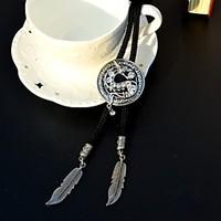 dragon shaped rhinestone bolo tie circular men bola tie necktie