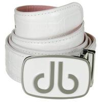 Druh Tour Collection Croc Leather Belt White with DB Oval & DB Infill Buckles