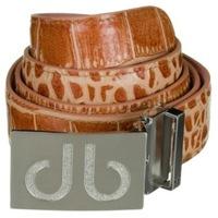 Druh Tour Collection Croc Leather Belt Light Brown with DB Chrome & DB Stripe Buckles