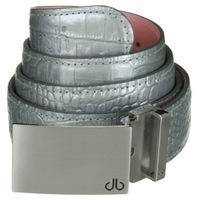 Druh Tour Collection Croc Leather Belt Grey with DB Infill & DB Block Buckles