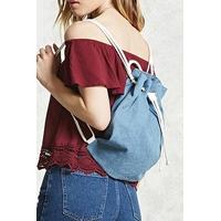 Drawstring Denim Backpack