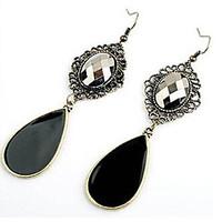 Drop Earrings Gemstone Cubic Zirconia Alloy Bohemian Drop Black Screen Color Jewelry 2pcs