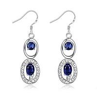 Drop Earrings Crystal AAA Cubic Zirconia Zircon Cubic Zirconia Copper Silver Plated Glass Silver Purple Red Blue Jewelry Daily Casual1