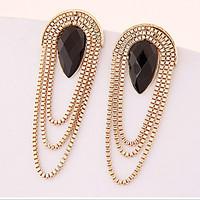 Drop Earrings Gemstone Gold Plated Alloy Statement Jewelry Drop Screen Color Jewelry 2pcs