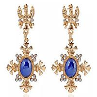 Drop Earrings Gemstone Cubic Zirconia Gold Plated Alloy Fashion Cross Screen Color Jewelry 2pcs
