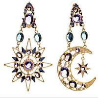 Drop Earrings Cubic Zirconia Gold Plated Simulated Diamond Screen Color Jewelry 2pcs