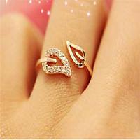 Drilled Leaves Open Ring(Gold/Silver)(1Pc)