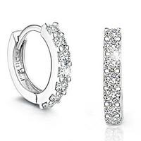 Drop Earrings Fashion Simple Style Sterling Silver Imitation Diamond Circle Silver Jewelry For Party Daily Casual 2pcs