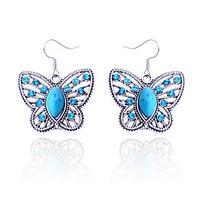drop earrings crystal silver plated turquoise simulated diamond blue j ...