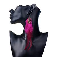 Drop Earrings Feather Bohemian Feather Peacock Brown Red Green Blue Dark Red Jewelry Party Daily Casual 2pcs