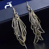 Drop Earrings Alloy Wings / Feather Feather Silver Golden Jewelry Wedding Party Daily Casual 2pcs