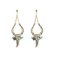 drop earrings acrylic turquoise alloy leaf golden jewelry wedding part ...