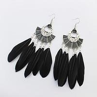 Drop Earrings Feather Alloy Fashion White Black Green Rainbow Jewelry Party 1 pair