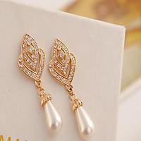 drop earrings pearl imitation pearl cubic zirconia rhinestone alloy he ...