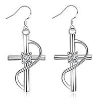Drop Earrings Euramerican Silver Plated Diamond Cross Jewelry For Daily 1 pair