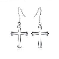 Drop Earrings Euramerican Silver Plated Diamond Cross Jewelry For Daily 1 pair