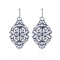 Drop Earrings Silver Plated Carved Flower Silver Jewelry Party Daily Casual 2pcs
