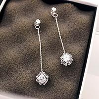 Drop Earrings Silver Sterling Silver Zircon Cubic Zirconia Fashion Geometric Silver Jewelry Party Daily 1 pair