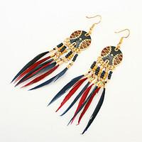 Drop Earrings Resin Feather Alloy Tassels Fashion Black Coffee Light Blue Rainbow Jewelry Party Daily Casual 1 pair