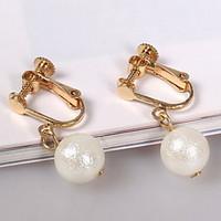 Drop Earrings Clip Earrings Jewelry Daily Casual Alloy Imitation Pearl 1 pair White Yellow Gold