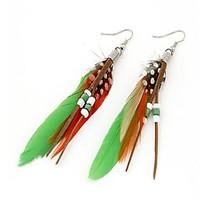 Drop Earrings Alloy Feather Coffee Red Green Blue Pink Jewelry Party Daily