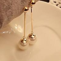 Drop Earrings Imitation Pearl Platinum Plated Alloy Fashion Gold Jewelry 1set