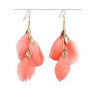 drop earrings fabric alloy fashion flower leaf feather black rose red  ...