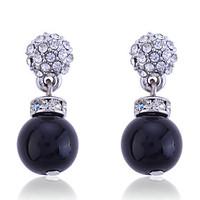 Drop Earrings Pearl Sterling Silver Crystal Silver Plated Simulated Diamond Fashion White Black Jewelry Party Daily Casual 2pcs