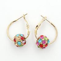 Drop Earrings Crystal Rhinestone Gold Plated Simulated Diamond 18K gold Fashion Golden Screen Color Jewelry 2pcs