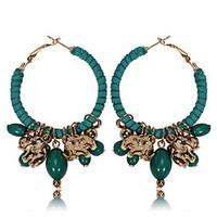 Drop Earrings Alloy Bohemian Round Black Red Green Jewelry Daily Casual 1 pair
