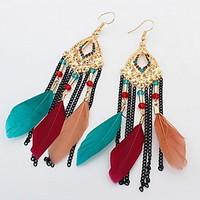 Drop Earrings Women\'s Euramerican Fashion Tassel National Style Feather Drop Earrings Party Daily Casual Movie Jewelry