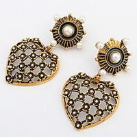 drop earrings heart gold hollow out peal euramerican temperament socia ...