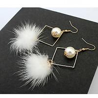 Drop Earrings Lady Girls\' Feather Pearl Earrings Euramerican Fashion Congratulations And Party Statement Jewelry