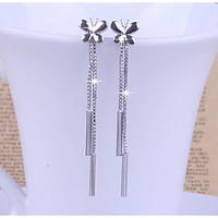 Drop Earrings Long Elegant Classic Butterfly Tassel Silver Jewelry Chrome Lady Daily Party Movie Gift